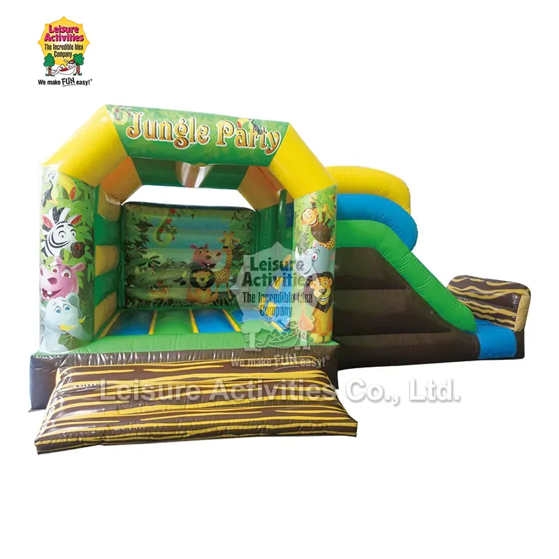 Малки надуваеми надуваеми замъци Bouncy Castles Парти в джунглата с пързалка