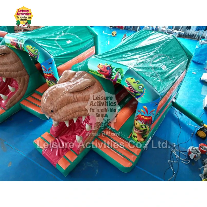 Малки надуваеми надуваеми замъци за много игри T-REX с пързалка