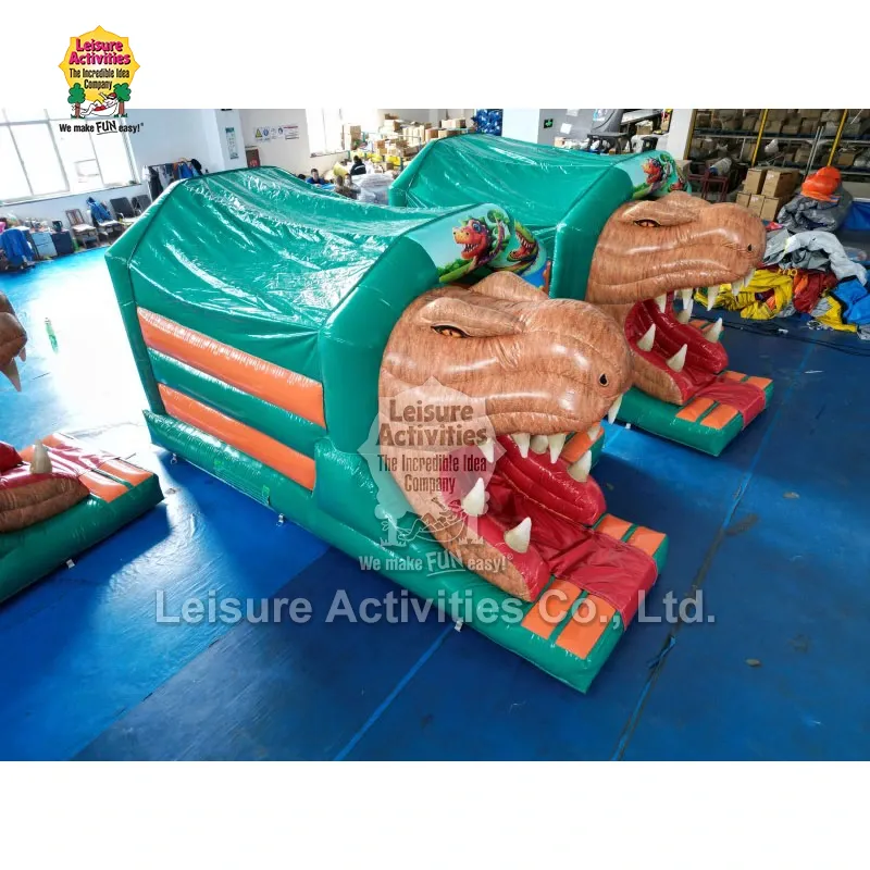 Малки надуваеми надуваеми замъци за много игри T-REX с пързалка