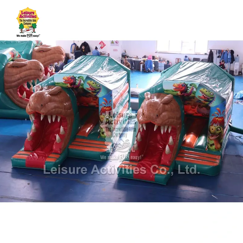 Малки надуваеми надуваеми замъци за много игри T-REX с пързалка